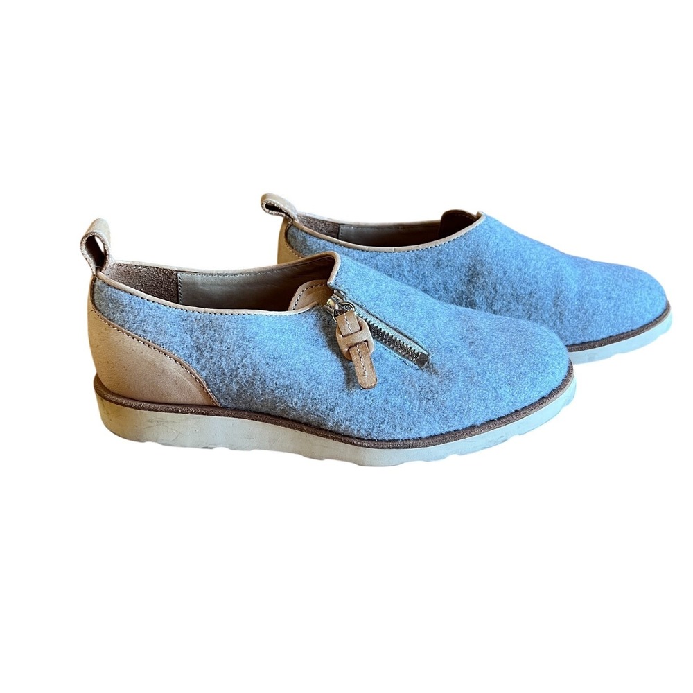 HenderScheme Wool Felt Leather Slip On‎ Shoes Gray Zip Minimalist Japan Sz 9